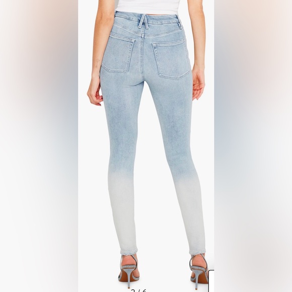 GOOD AMERICAN Good Waist Raw Hem Gradient Skinny Jeans Indigo 663 Size 10/30 - Picture 2 of 8